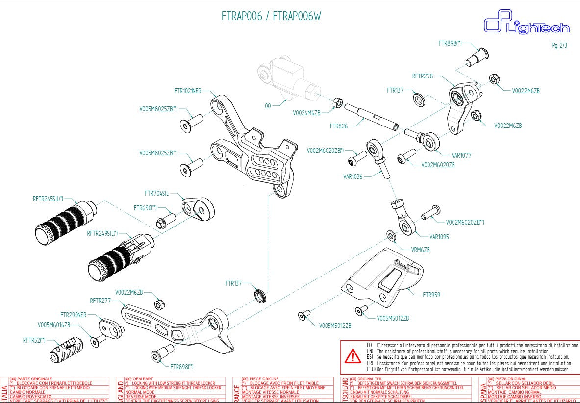 Sistema de frenado LighTech de cambio inverso Aprilia RSV4/RF/RR/1100 Factory (17-25) FTRAP006/W 