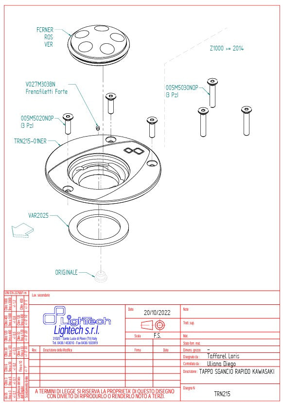 Tapa de tanque de rosca LighTech Kawasaki ZX-6R/636/RR (07-18) TRN215 