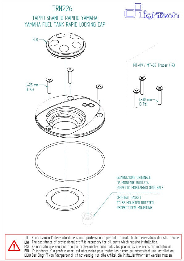 Tapa de combustible con cierre a rosca LighTech Yamaha YZF-R1/M (04-25) TRN226 