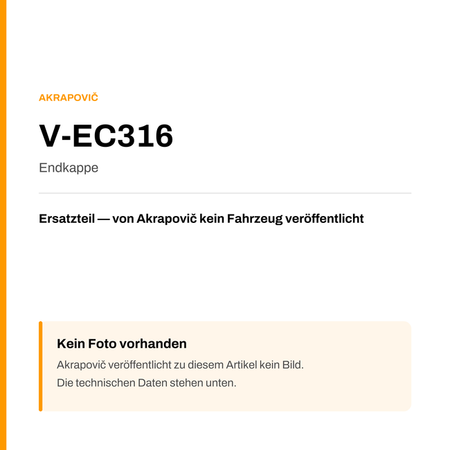 Akrapovic Endkappe V-EC316 — Platzhalter, kein Herstellerfoto verfügbar