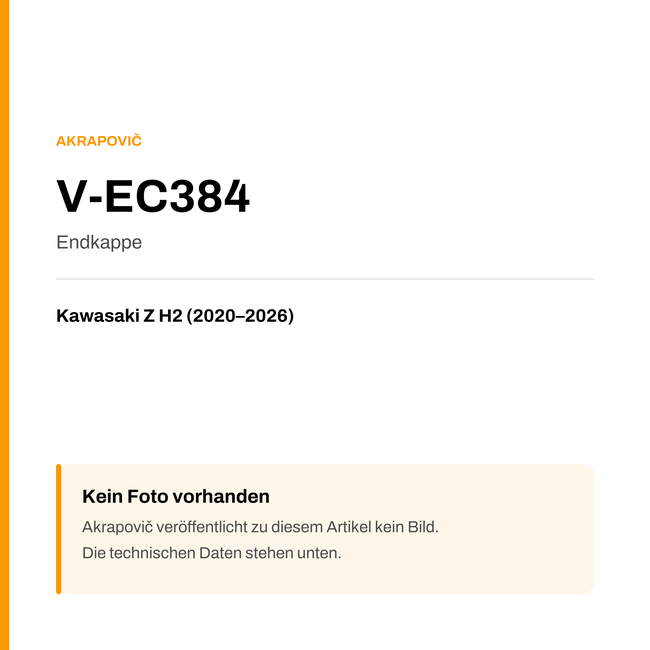 Akrapovic Endkappe Kawasaki Z H2 (20-26) V-EC384 — Platzhalter, kein Herstellerfoto verfügbar