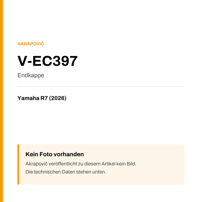 Akrapovic Endkappe Yamaha R7 (26-26) V-EC397 — Platzhalter, kein Herstellerfoto verfügbar