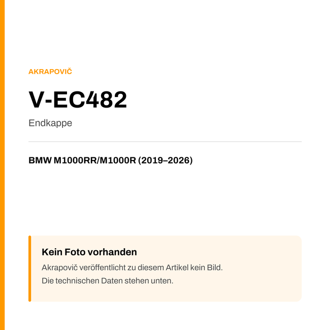 Akrapovic Endkappe BMW M1000RR / M1000R (19-26) V-EC482 — Platzhalter, kein Herstellerfoto verfügbar