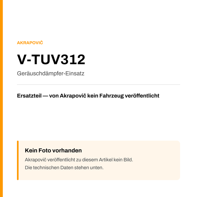 Akrapovic Geräuschdämpfer-Einsatz V-TUV312 — Platzhalter, kein Herstellerfoto verfügbar