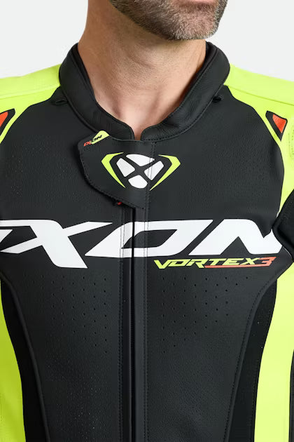 IXON Vortex 3 monoentrepieza Mono de cuero – Mono de carreras perforado | Hombre | Negro/Neón amarillo 