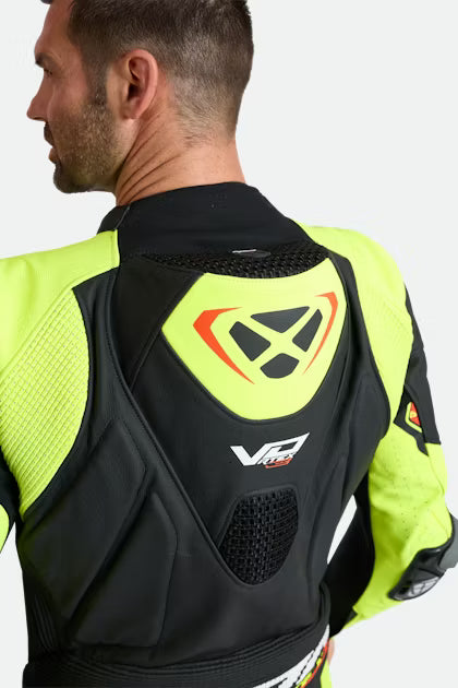 IXON Vortex 3 monoentrepieza Mono de cuero – Mono de carreras perforado | Hombre | Negro/Neón amarillo 