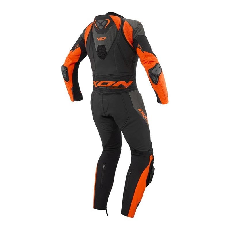 IXON Vortex 3 mono traje Mono de cuero – Mono de carreras perforado | Hombre | Negro/Antracita/Naranja 