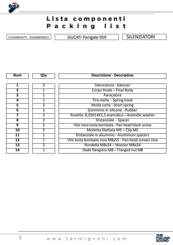 Termignoni Slip-On Force Carbon Ducati Panigale 959 (16-19) D16908040ICC 