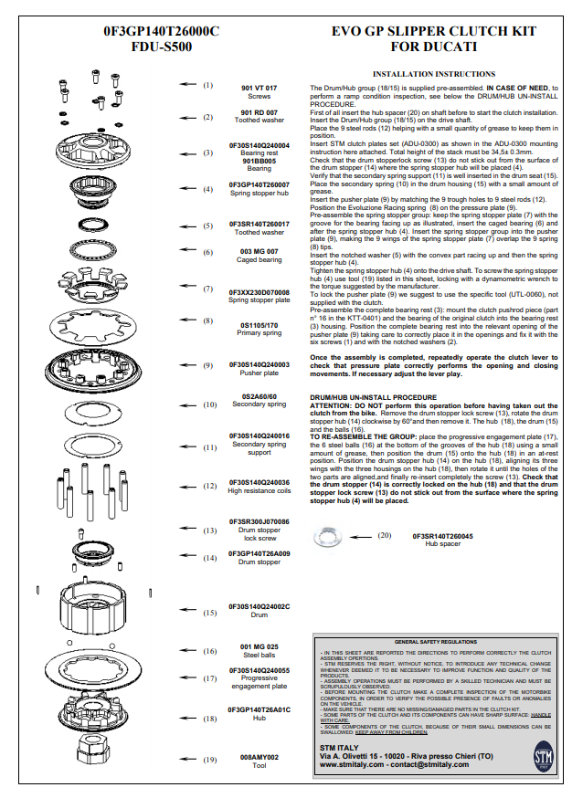 STM EVO GP embrague seco Ducati Panigale 1199/1299 KTT-0500 