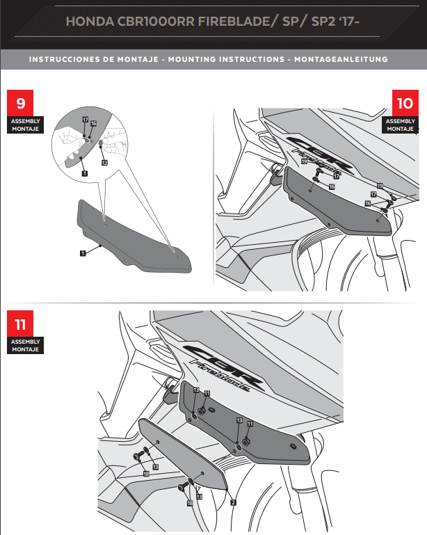 Puig Winglets Spoiler Downforce Honda CBR 1000 RR SC77 (17-19) 9729 