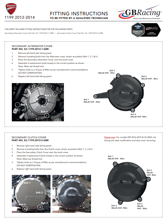 Protector de luz de la cubierta de protección GBRacing Ducati Panigale 1199/S/R (12-17) 