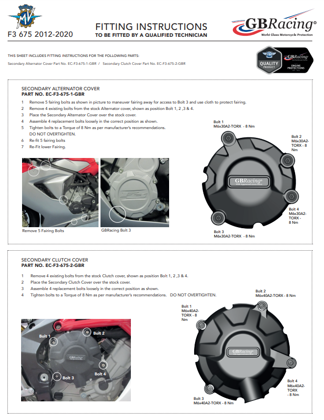 Protector de embrague tapa de protección GBRacing MV Agusta F3 675/800 (12-25) 