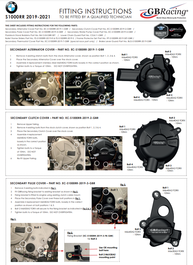 Protector de alternador, cubierta de protección GBRacing BMW S1000RR K67 (19-26) 