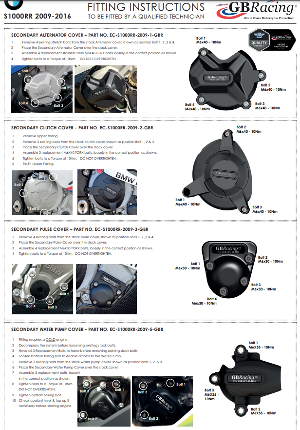 Protector de cubierta de bomba de agua GBRacing BMW S1000RR K46 (09-18) 
