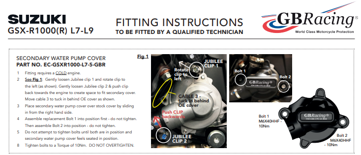 Protector de cubierta de bomba de agua GBRacing Suzuki GSX-R 1000 (17-23) 