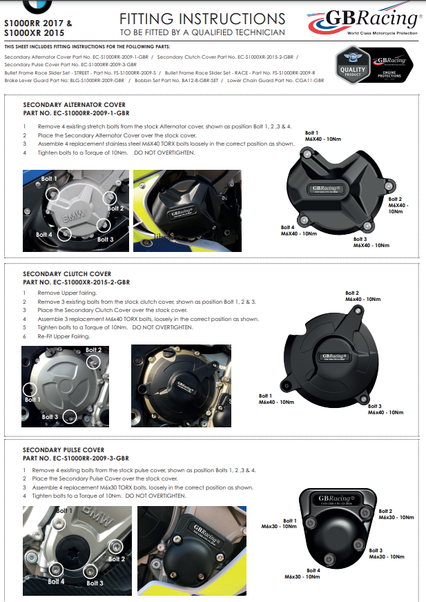Protector de luz, cubierta de protección GBRacing para BMW S1000RR (09-18) 