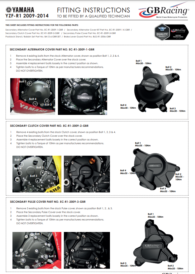 Cubierta de protección del embrague GBRacing Yamaha YZF-R1 (09-14) 