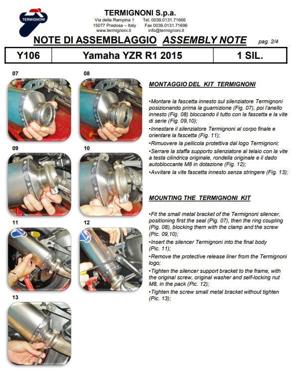 Termignoni Slip-On Carbon Yamaha YZF-R1/M (15-26) Y106080CFT 