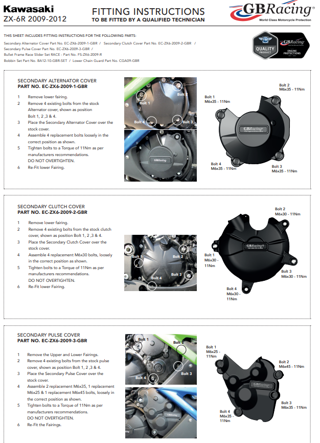 Protector de encendido cubierta de protección GBRacing Kawasaki ZX-6R/636/RR (09-12) 
